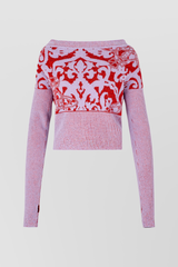 Sweater with very long sleeves and paisley print