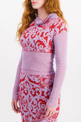 Sweater with very long sleeves and paisley print