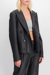 Double buttoned tailoring veste with high neck