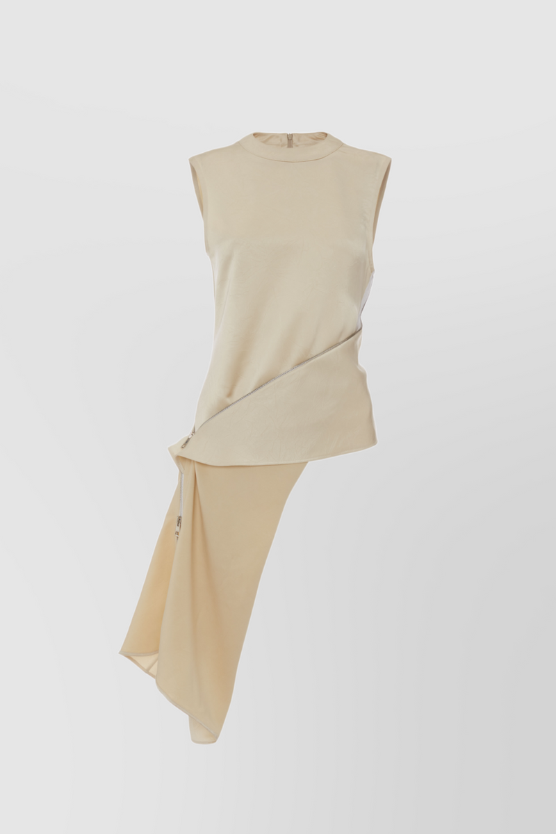 JW Anderson - Sleeveless asymmetric satin top