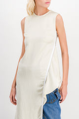 Sleeveless asymmetric satin top