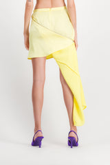 Asymmetric yellow mini skirt