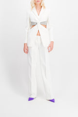 White low rise loose tailored pants