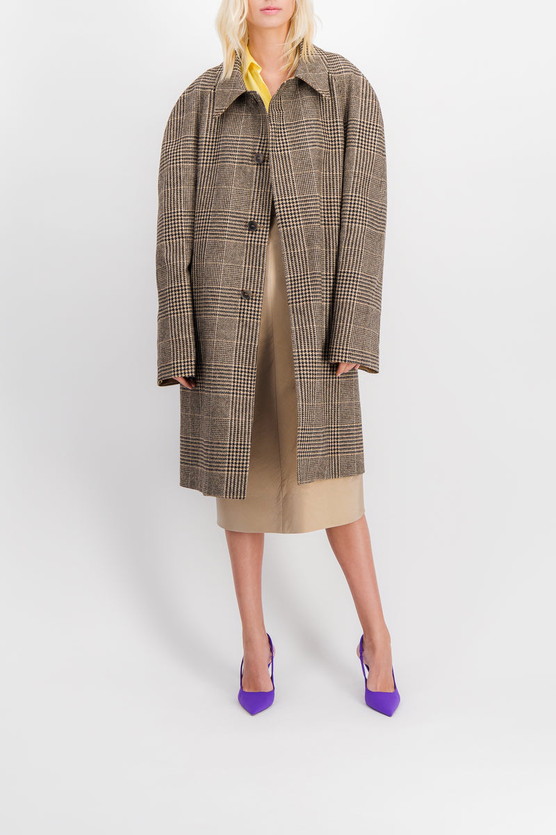Maison Margiela - Short checked trench coat with wide sleeves