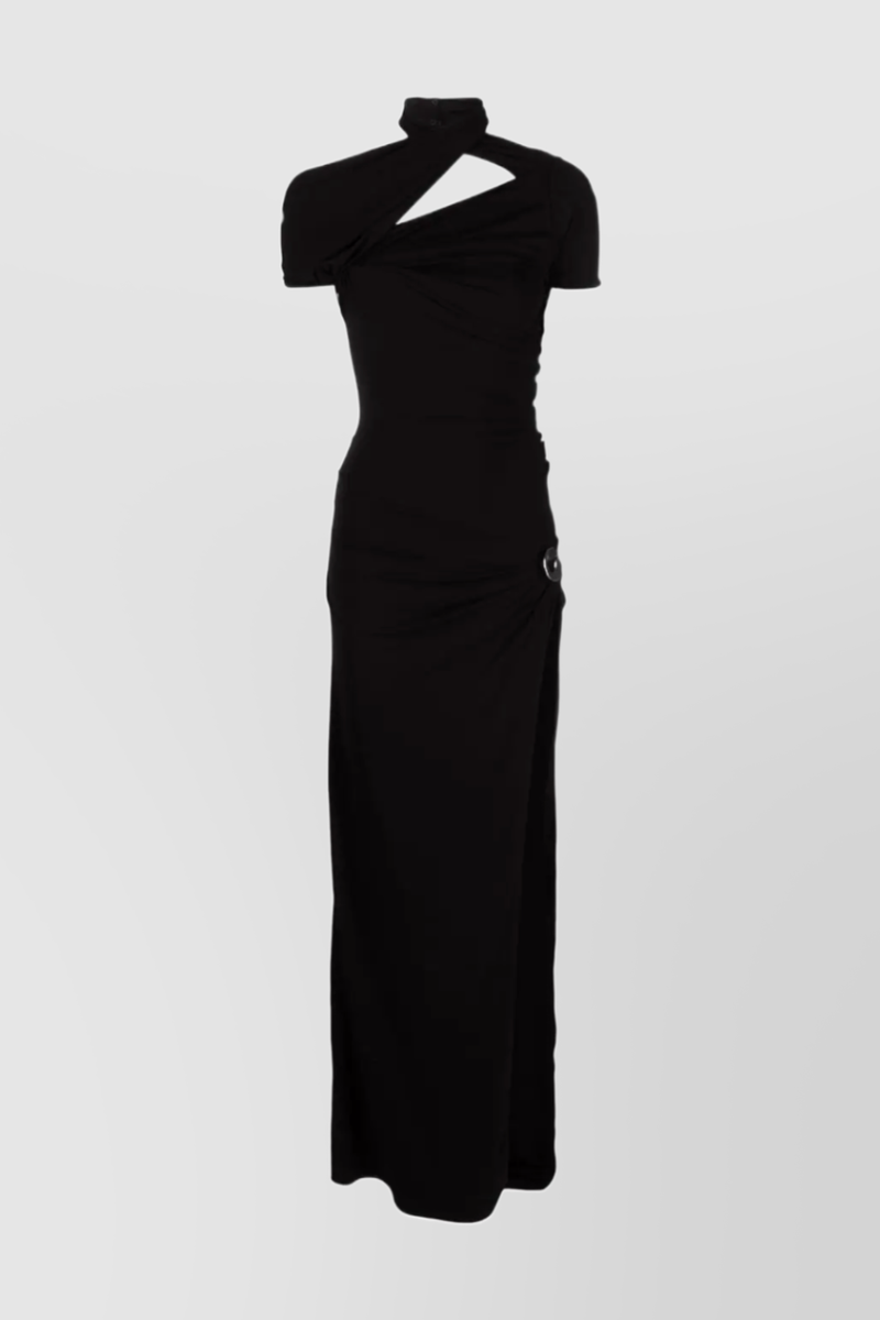 Coperni - Black asymmetric draped maxi dress with side slit