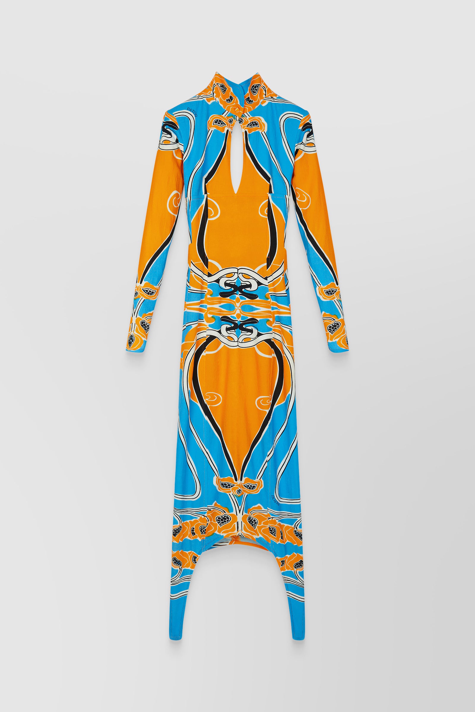 Patou – Printed cut out curve midi dress with long sleeves