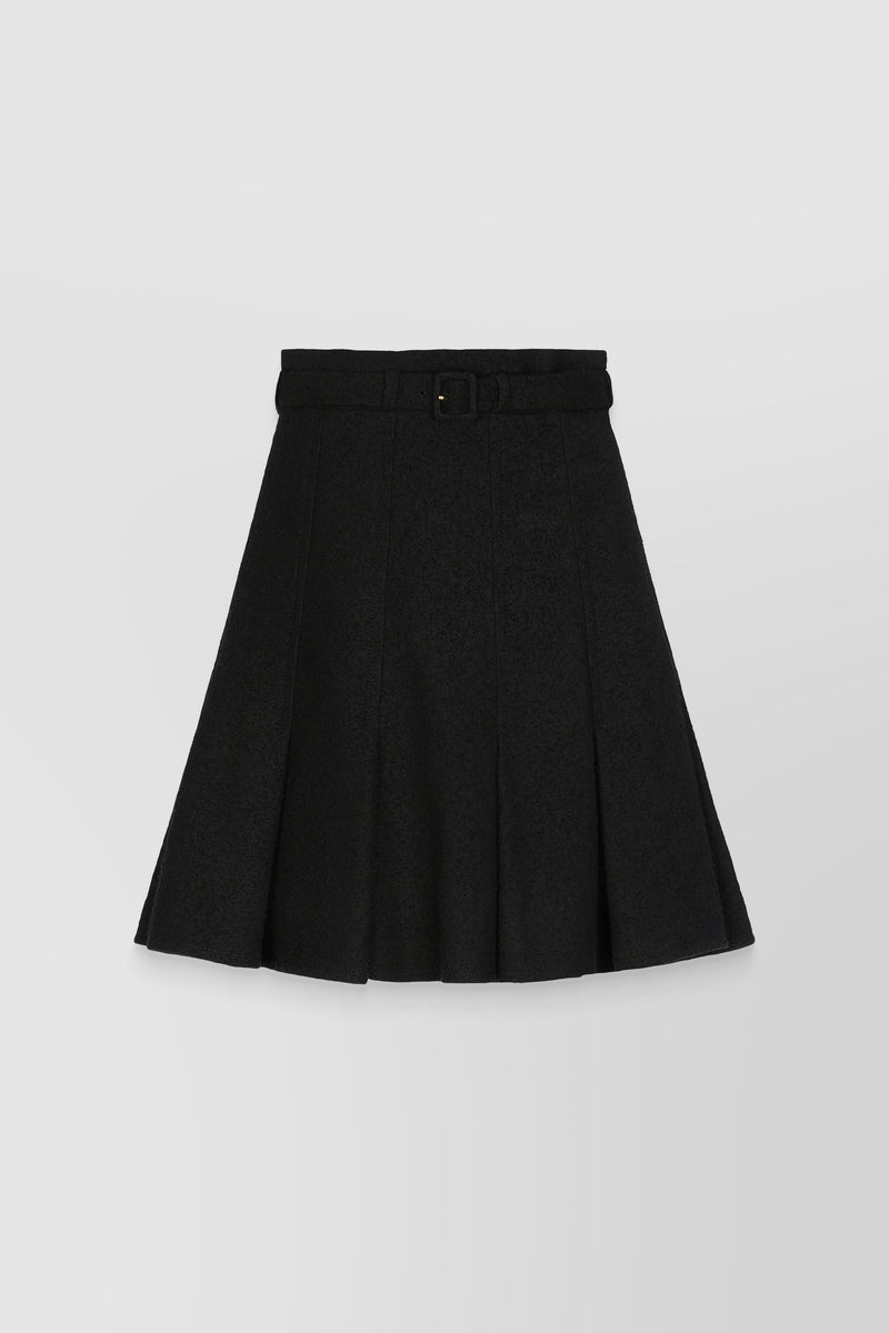 Patou - Pleated high waisted tweed mini skirt