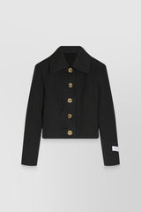 Black tweed tailored short jacket