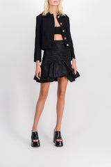 Black tweed tailored short jacket