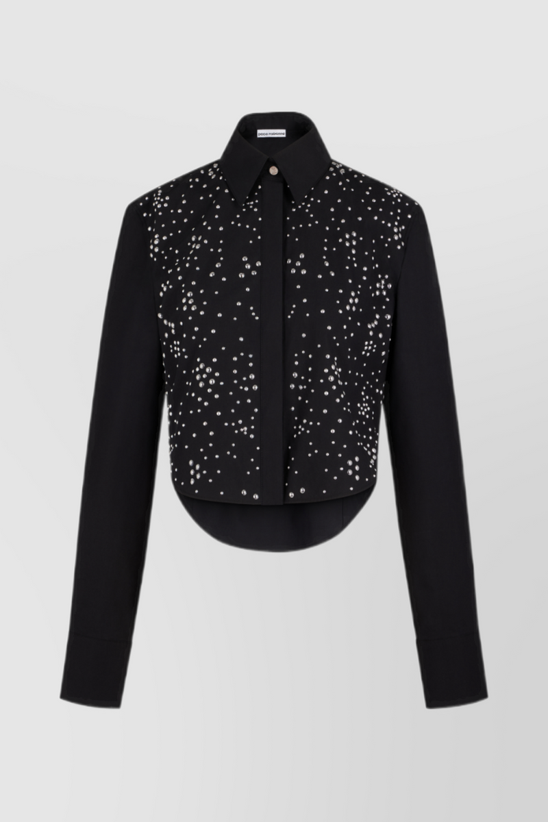 Paco Rabanne - Cropped cotton shirt with studs