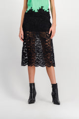 Stretch lace midi skirt