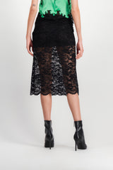 Stretch lace midi skirt