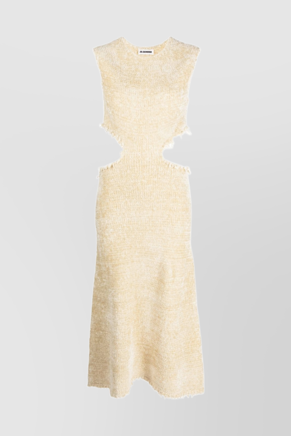 Sleeveless cut-out bouclé midi dress