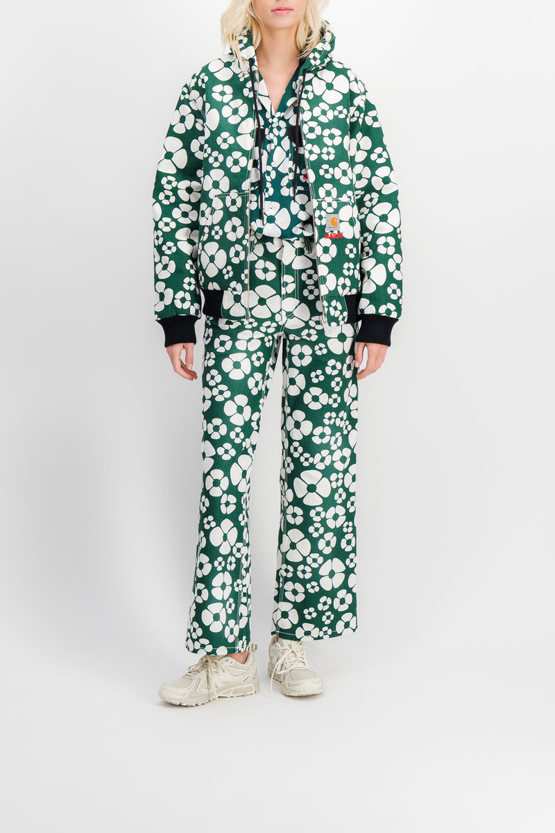 Marni - Flower printed green hooded jacket