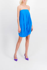 Bardot draped azur mini dress