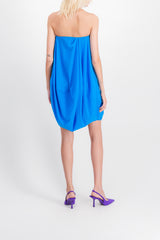 Bardot draped azur mini dress