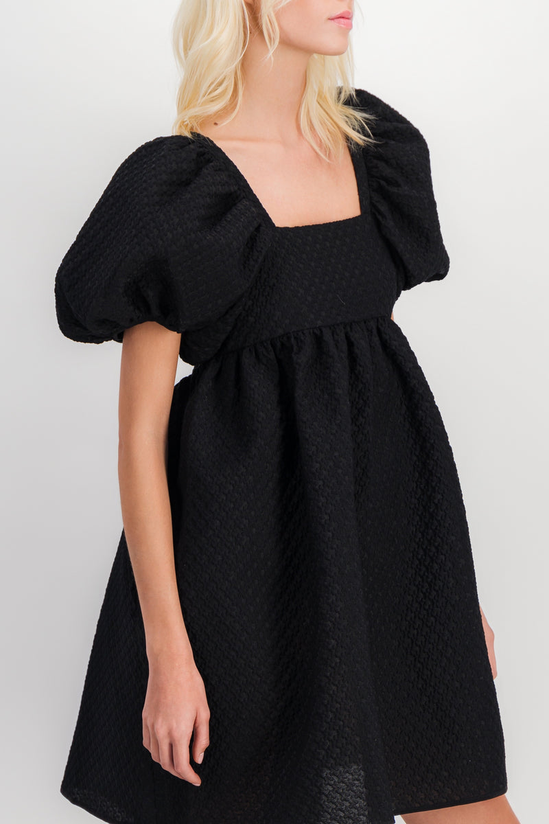 Cecilie Bahnsen - Bandeau mini dress with puff sleeves and bow tied back