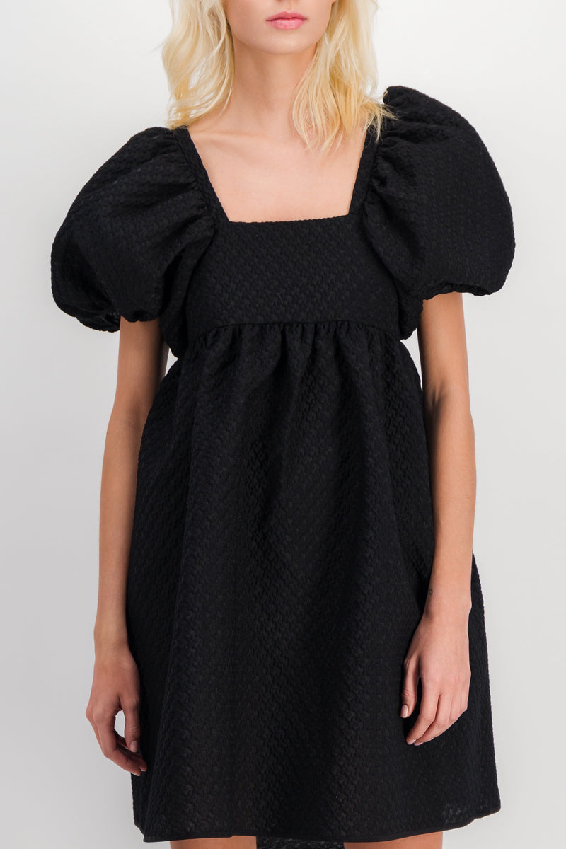 Cecilie Bahnsen - Bandeau mini dress with puff sleeves and bow tied back