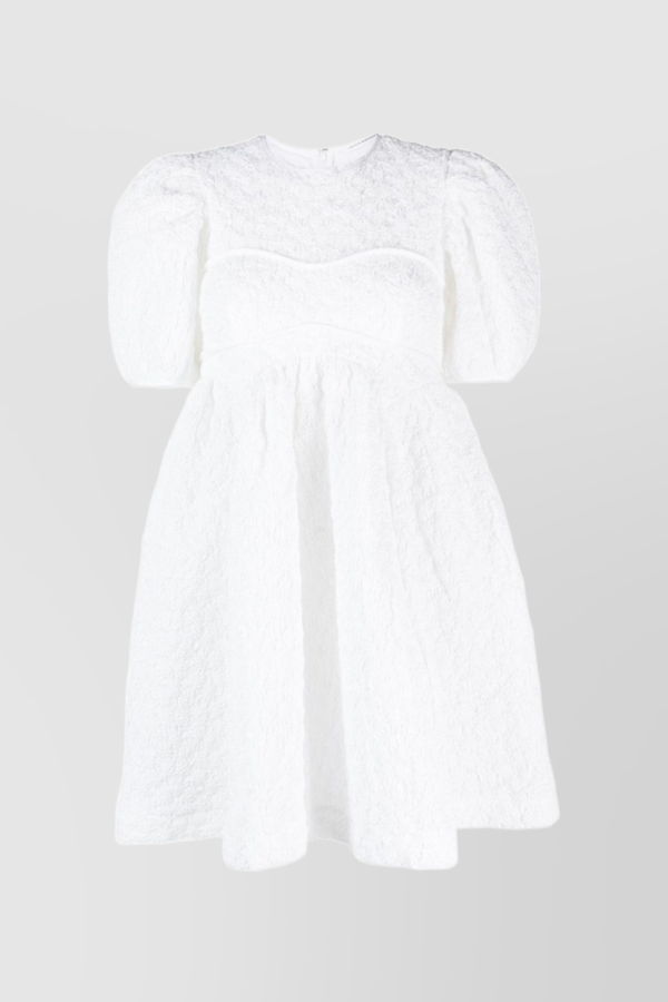 Puffy smock cotton mini dress