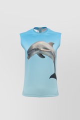 Dolphine-print sleeveless top