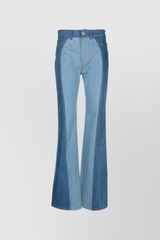 Bi-colored straight leg denim pants