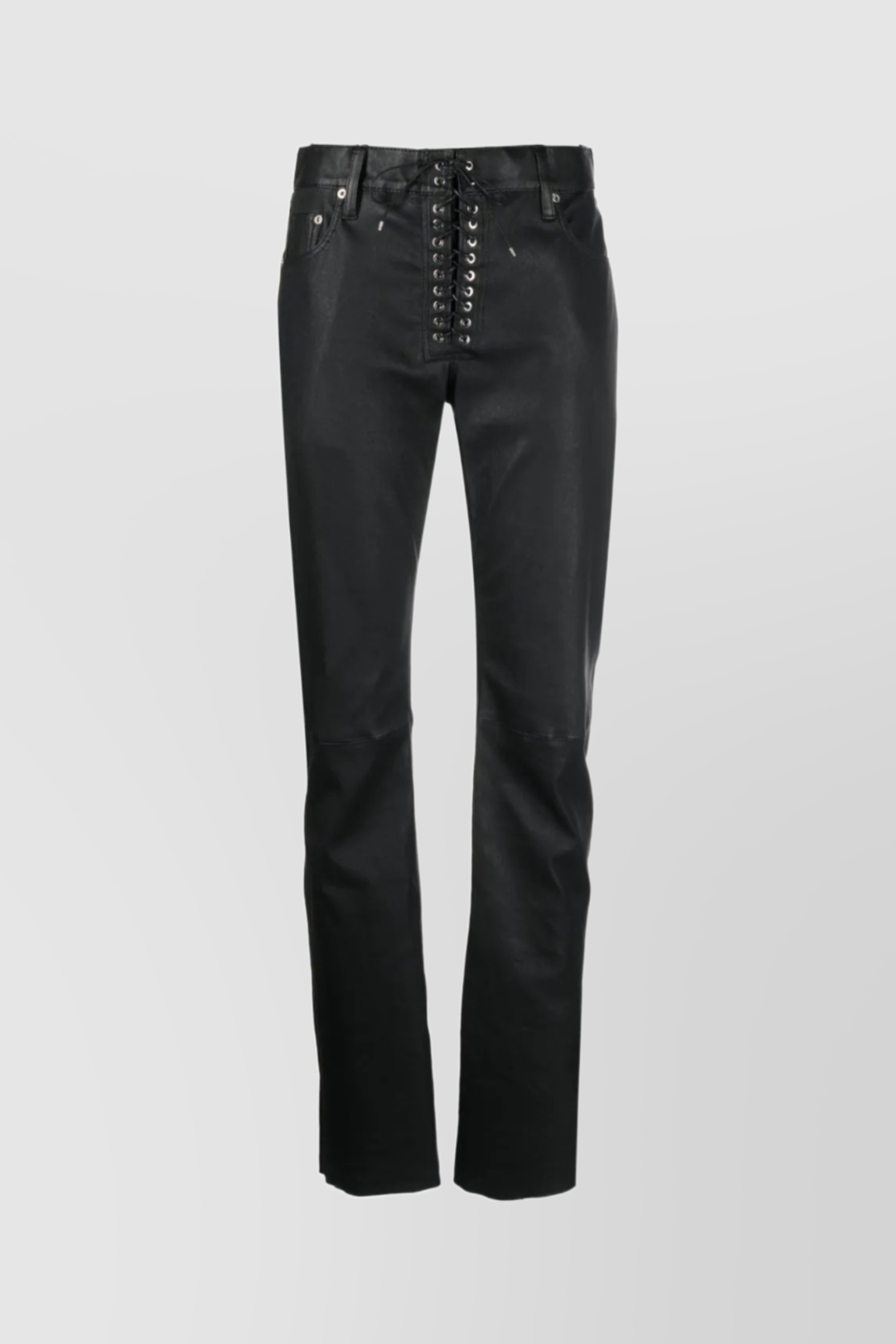 Pantalon En Cuir D’agneau Noir Ludovic De Saint Sernin – Taille M, Lacets Devant, Parfait état