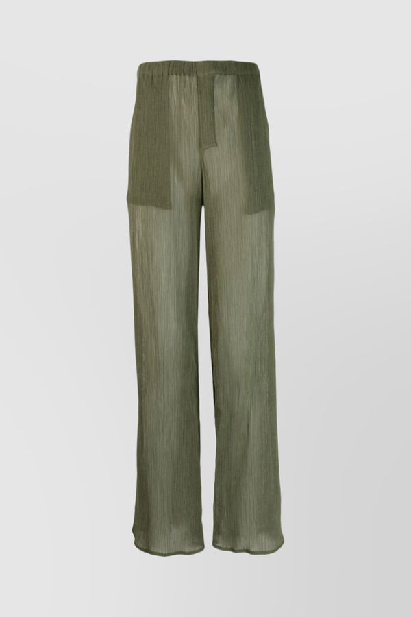 Khaki loose straight leg linen pants