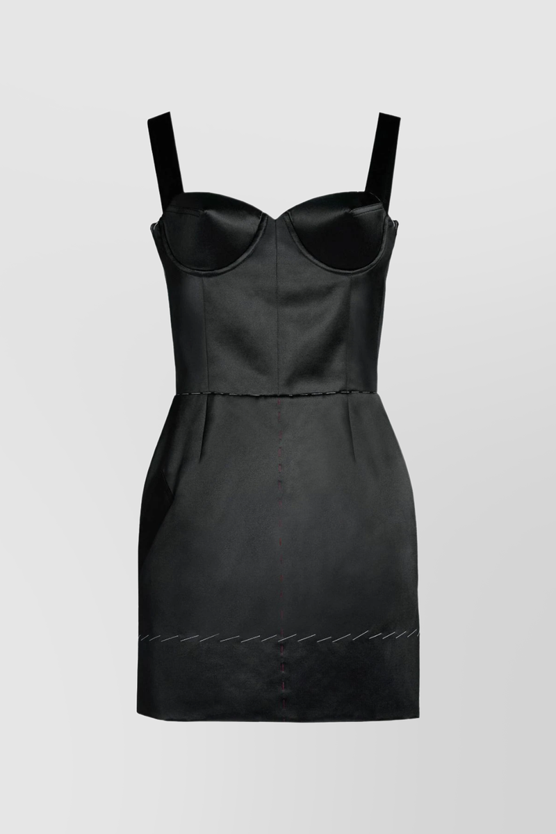 Maison Margiela - Fitted satin bustier mini dress