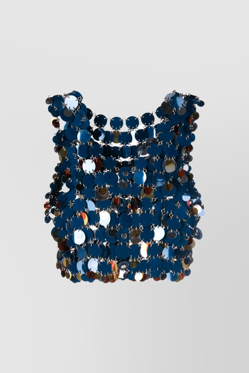 Paco Rabanne - Sparkle paillette-chainmail cropped sleeveless top