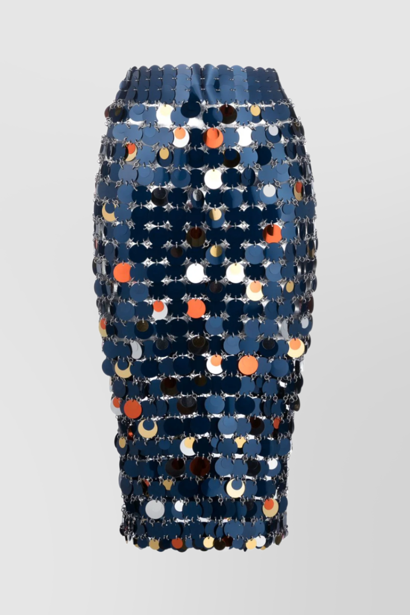 Rabanne - Sparkle paillette-chainmail pencil midi skirt