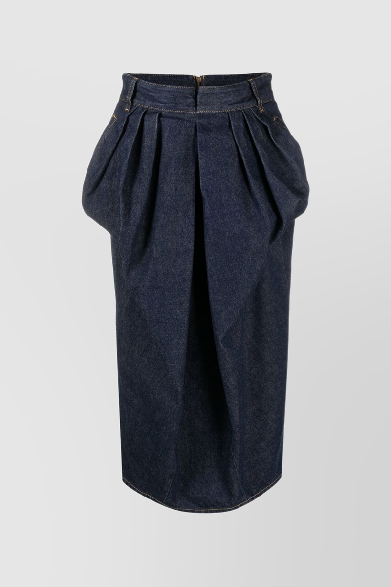 Maison Margiela - Dark blue denim draped pencil skirt