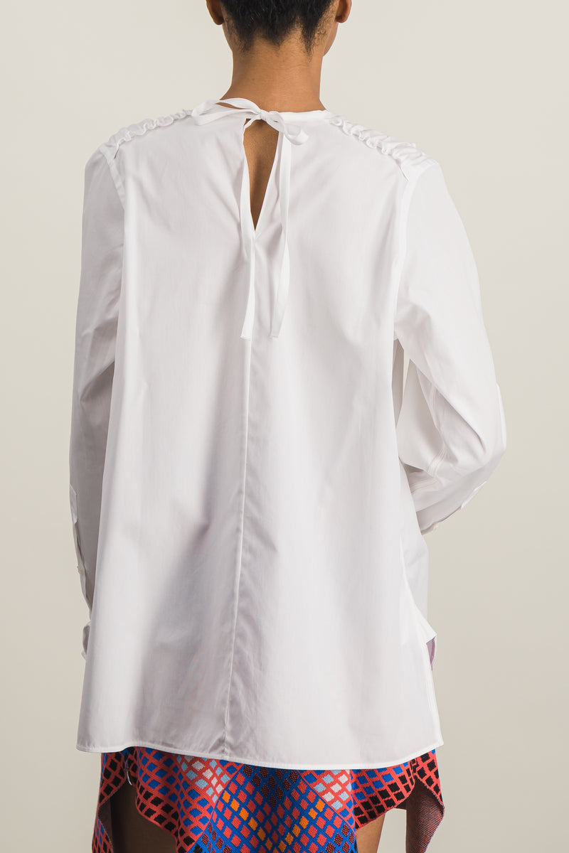 Marni - White gathered boxy cotton shirt