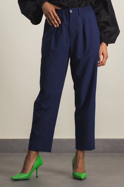 Cropped wool tailoring pant with elasticated waist