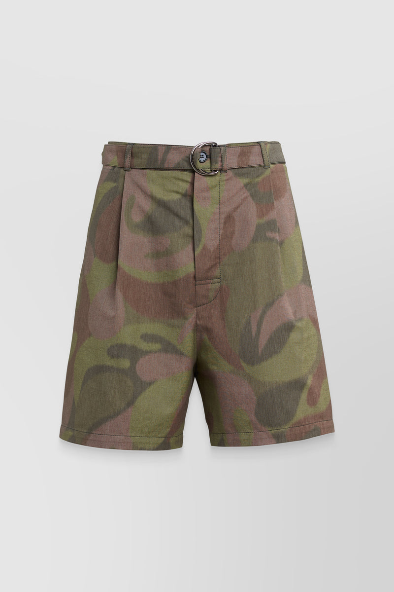 Marni - Military-printed low waist canvas bermuda