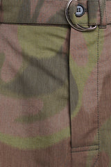 Military-printed low waist canvas bermuda
