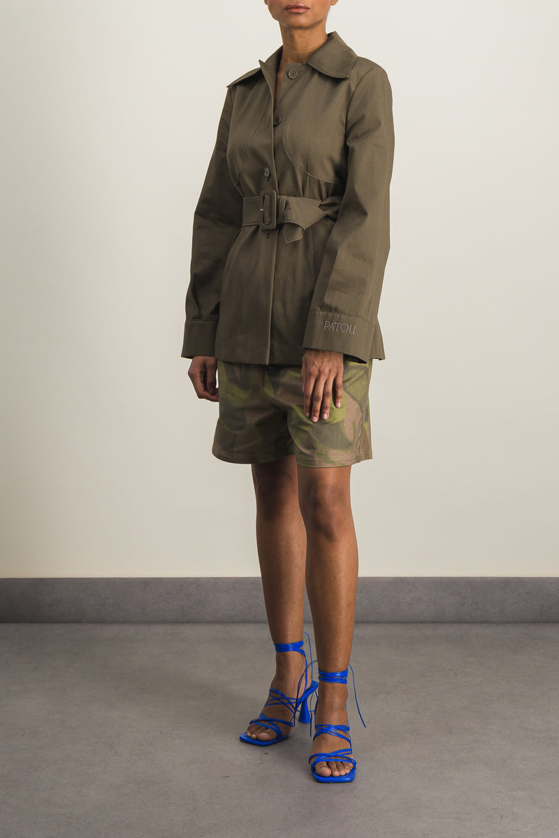 Marni - Military-printed low waist canvas bermuda