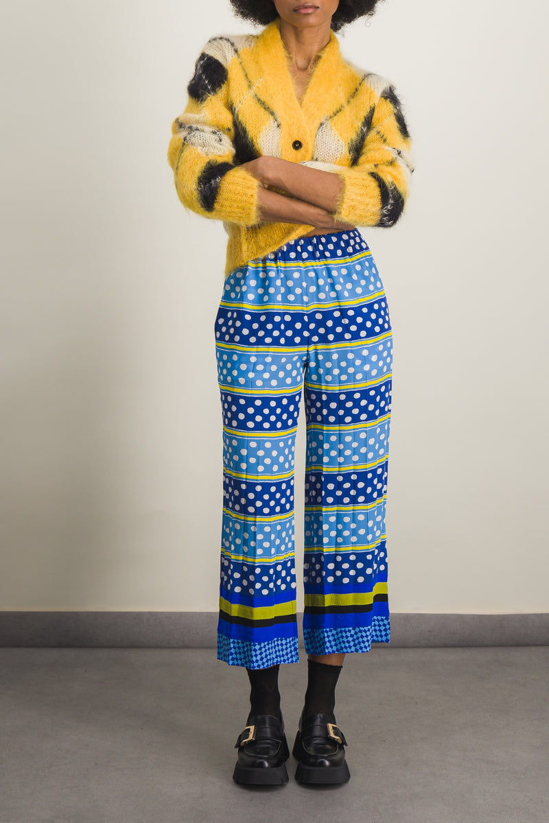 Marni - Cropped straight leg silk pyjama pant with dots & stripes