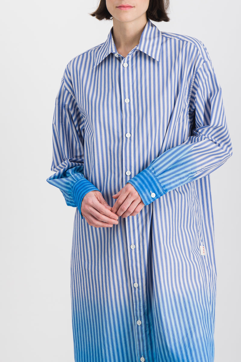 Marni - Striped mid cotton shirt-dress with dyed bottom