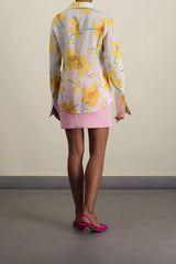 Classic flower printed linen shirt