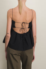 Bandeau cotton cloqué top with open back