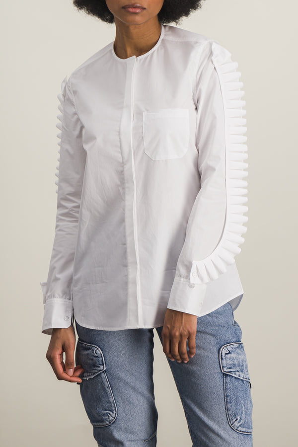 Iconic ruffle cotton popline shirt