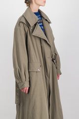 Reversible oversized cotton check trench coat