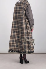 Reversible oversized cotton check trench coat