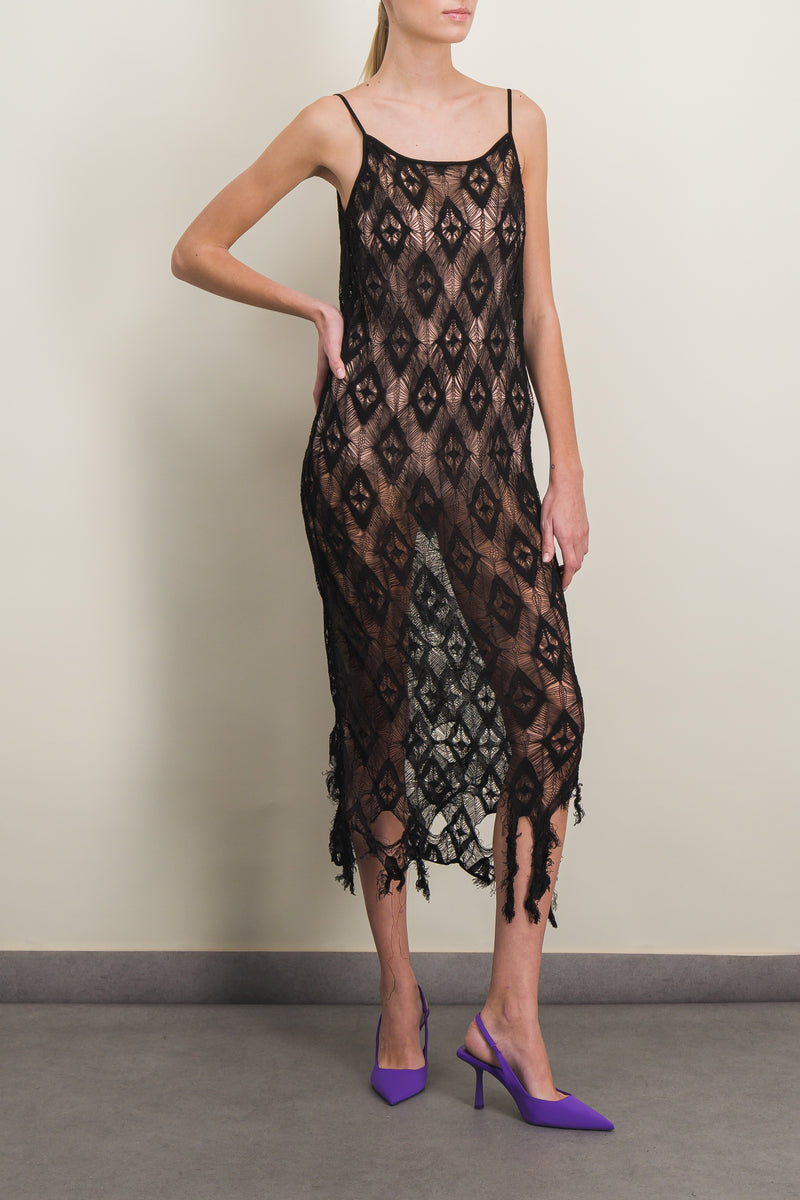 Maison Margiela Fil coup jacquard slip midi-dress Renaisa Maison Margiela Fil coup jacquard slip midi-dress Renaisa