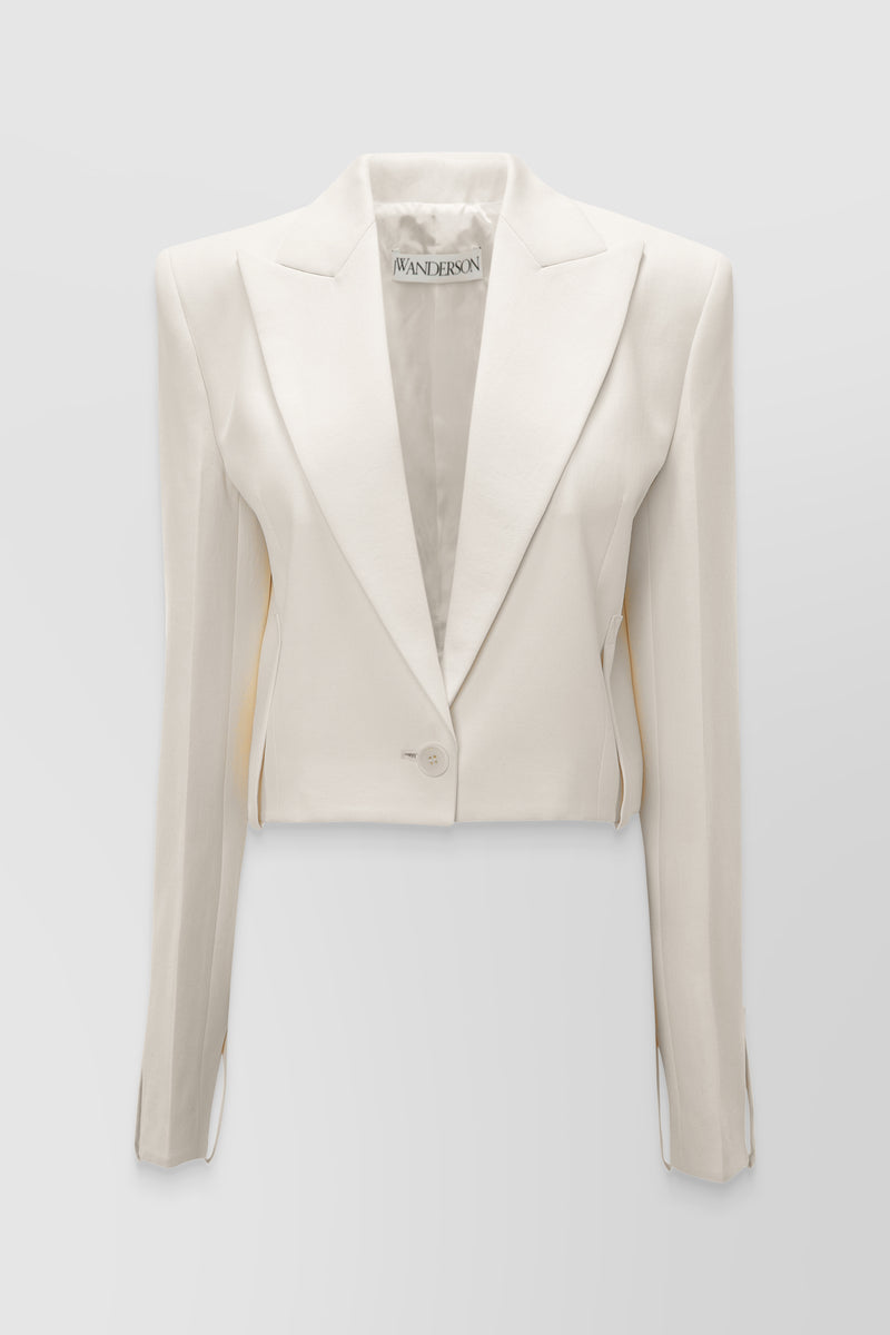 JW Anderson - Cropped tailored buttoned sculptural twill blazer