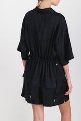 Boxy fit satin logo-grid shirt