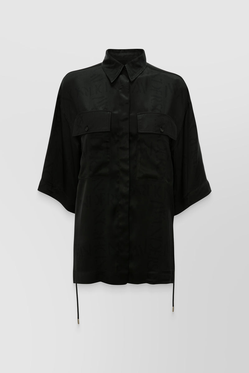JW Anderson - Boxy fit satin logo-grid shirt