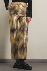 Cropped lurex jacquard straight leg pants