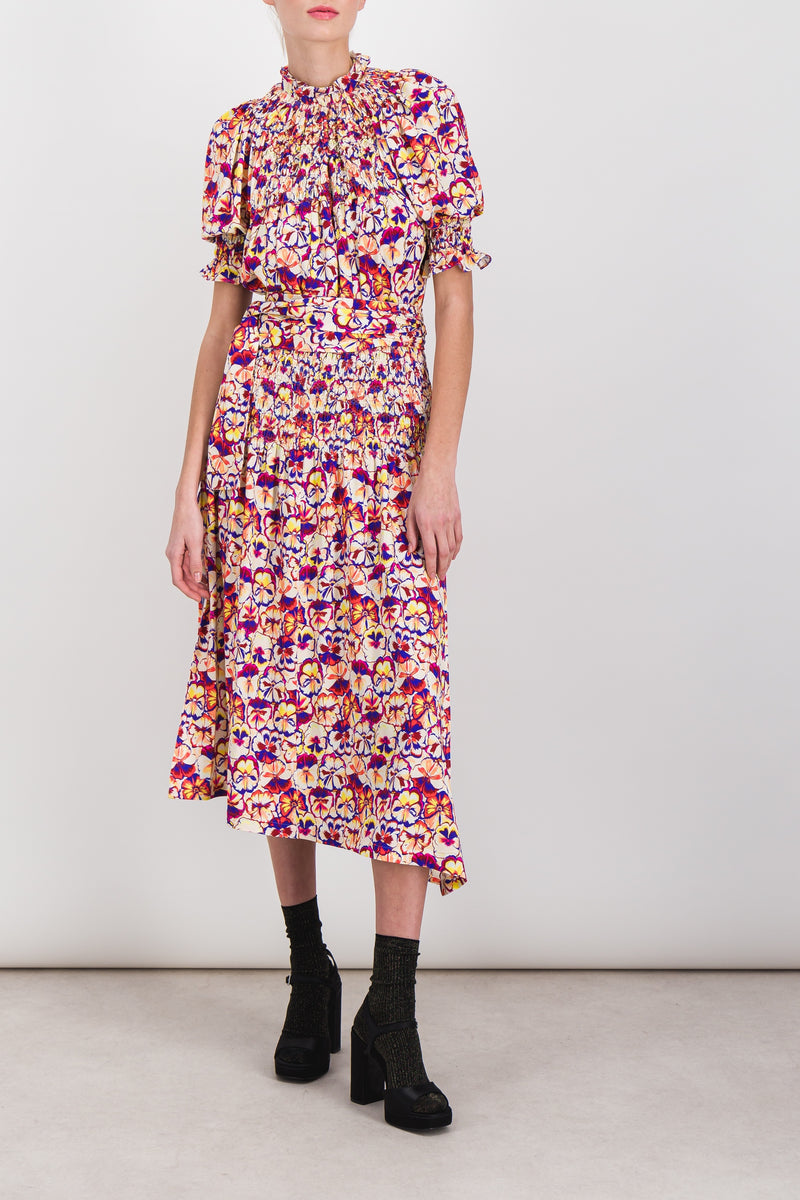 Paco Rabanne - Flower printed jersey shortsleeved midi dress