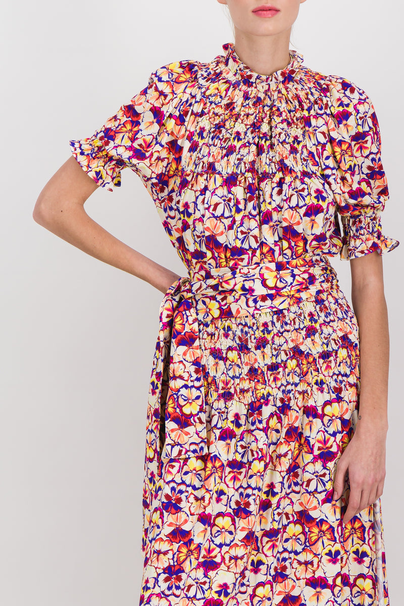 Paco Rabanne - Flower printed jersey shortsleeved midi dress